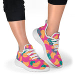 Pink Tropical Banana Pattern Print Mesh Knit Shoes GearFrost