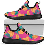 Pink Tropical Banana Pattern Print Mesh Knit Shoes GearFrost