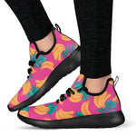Pink Tropical Banana Pattern Print Mesh Knit Shoes GearFrost