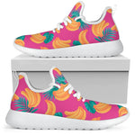 Pink Tropical Banana Pattern Print Mesh Knit Shoes GearFrost
