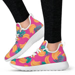 Pink Tropical Banana Pattern Print Mesh Knit Shoes GearFrost