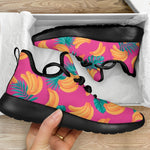 Pink Tropical Banana Pattern Print Mesh Knit Shoes GearFrost