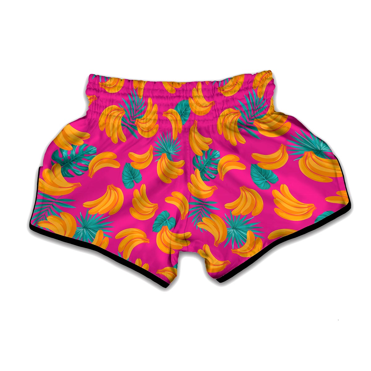 Pink Tropical Banana Pattern Print Muay Thai Boxing Shorts