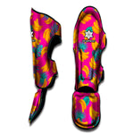 Pink Tropical Banana Pattern Print Muay Thai Shin Guard
