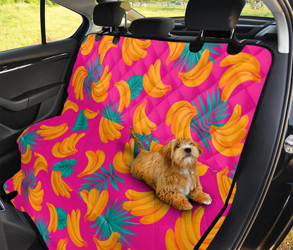 Pink Tropical Banana Pattern Print Pet Car Back Seat Cover