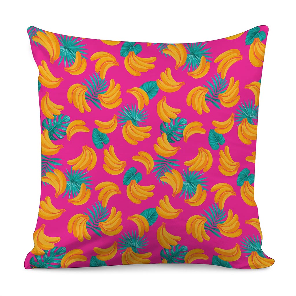 Pink Tropical Banana Pattern Print Pillow Cover