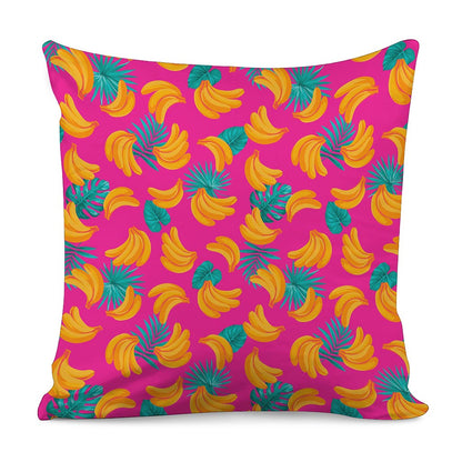 Pink Tropical Banana Pattern Print Pillow Cover
