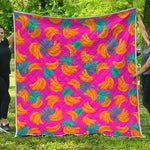 Pink Tropical Banana Pattern Print Quilt