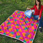 Pink Tropical Banana Pattern Print Quilt