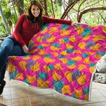 Pink Tropical Banana Pattern Print Quilt