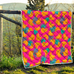 Pink Tropical Banana Pattern Print Quilt