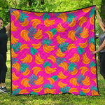 Pink Tropical Banana Pattern Print Quilt