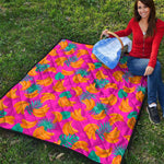 Pink Tropical Banana Pattern Print Quilt