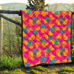 Pink Tropical Banana Pattern Print Quilt
