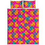 Pink Tropical Banana Pattern Print Quilt Bed Set