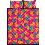 Pink Tropical Banana Pattern Print Quilt Bed Set