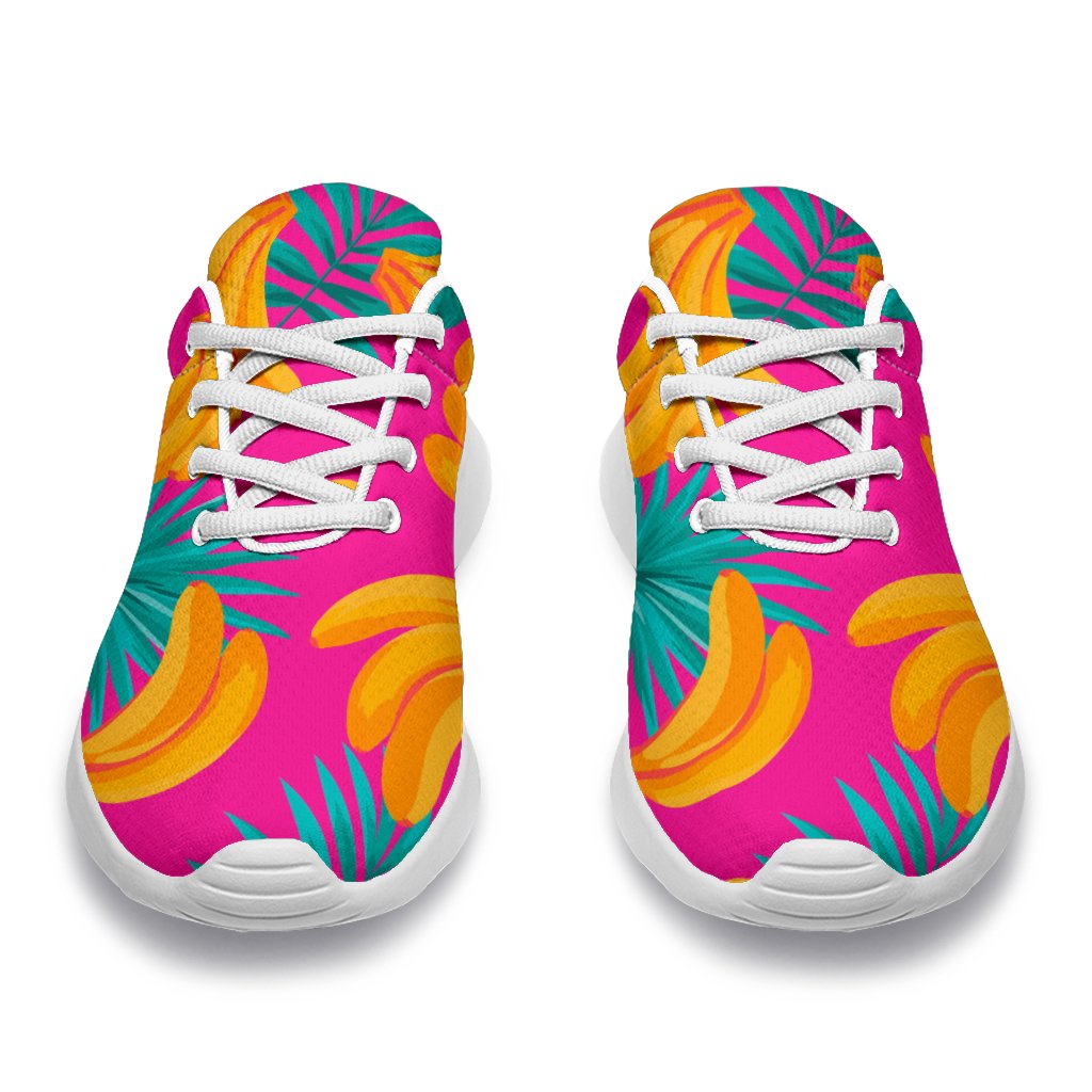 Pink Tropical Banana Pattern Print Sport Shoes GearFrost