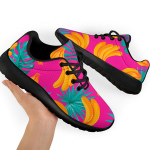 Pink Tropical Banana Pattern Print Sport Shoes GearFrost