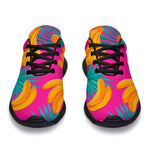 Pink Tropical Banana Pattern Print Sport Shoes GearFrost