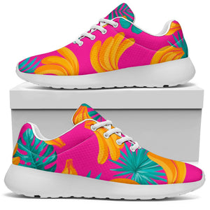 Pink Tropical Banana Pattern Print Sport Shoes GearFrost