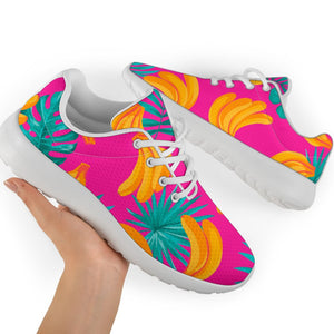 Pink Tropical Banana Pattern Print Sport Shoes GearFrost