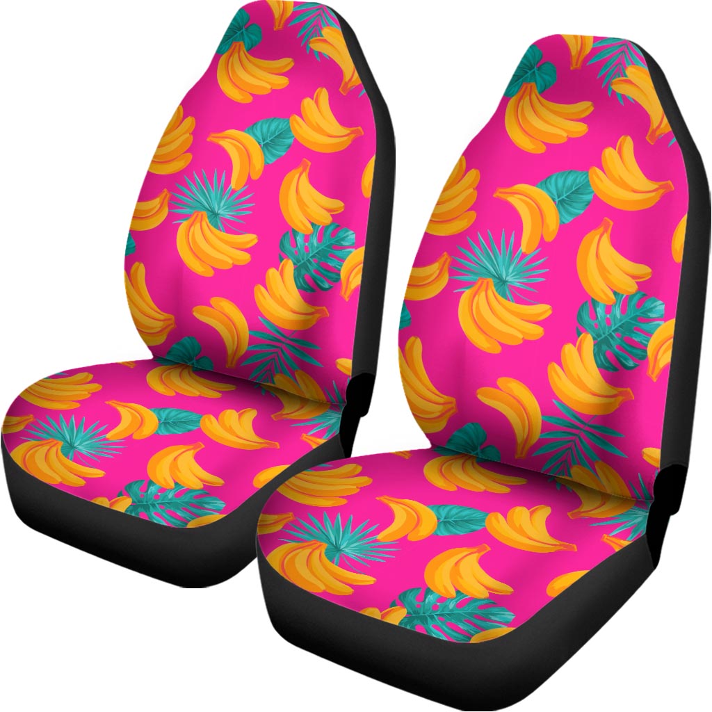 Pink Tropical Banana Pattern Print Universal Fit Car Seat Covers