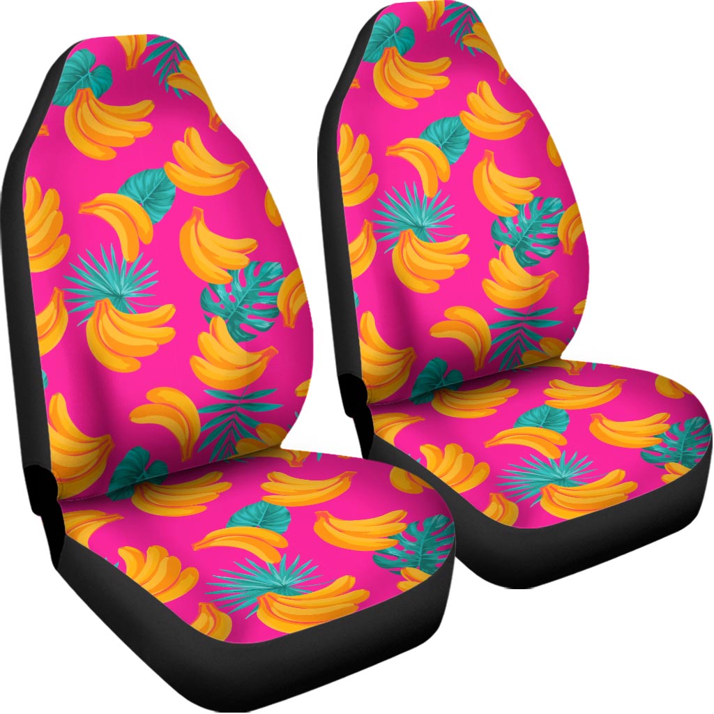 Pink Tropical Banana Pattern Print Universal Fit Car Seat Covers
