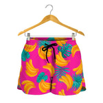 Pink Tropical Banana Pattern Print Women's Shorts