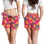 Pink Tropical Banana Pattern Print Women's Shorts