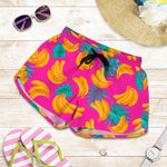 Pink Tropical Banana Pattern Print Women's Shorts