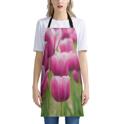 Pink Tulip Print Apron