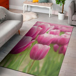 Pink Tulip Print Area Rug