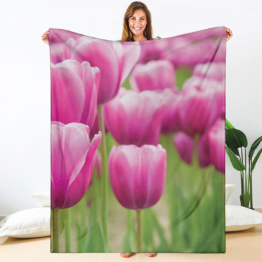 Pink Tulip Print Blanket