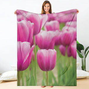 Pink Tulip Print Blanket