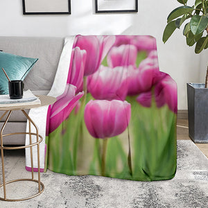 Pink Tulip Print Blanket