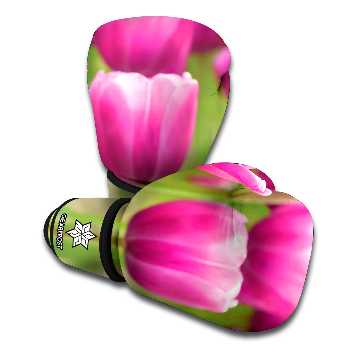 Pink Tulip Print Boxing Gloves