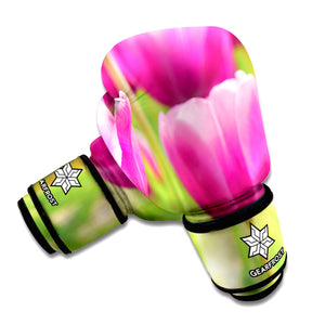 Pink Tulip Print Boxing Gloves