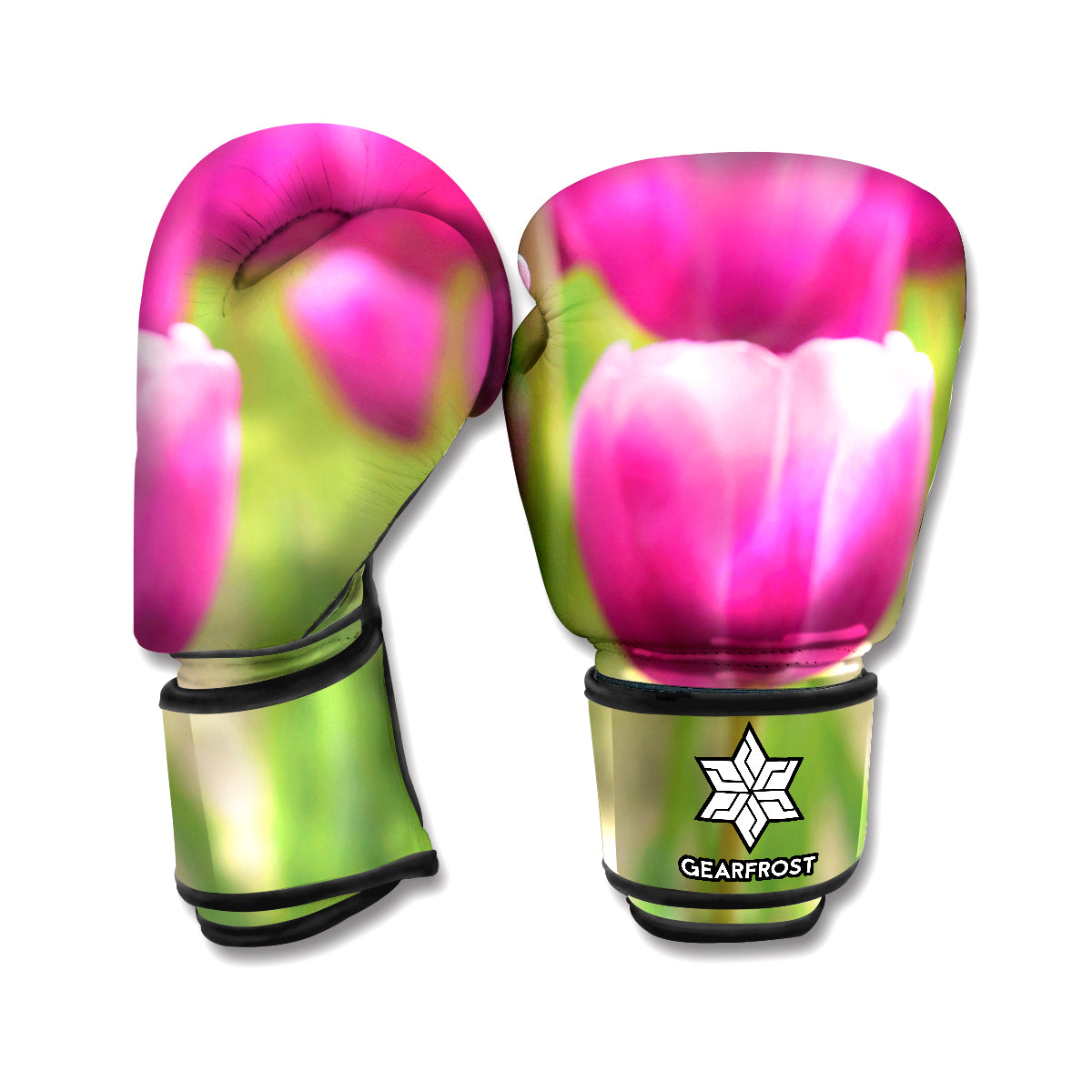 Pink Tulip Print Boxing Gloves