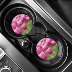Pink Tulip Print Car Coasters