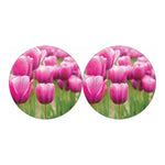 Pink Tulip Print Car Coasters