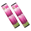 Pink Tulip Print Car Seat Belt Covers