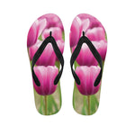 Pink Tulip Print Flip Flops