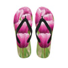 Pink Tulip Print Flip Flops