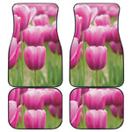 Pink Tulip Print Front and Back Car Floor Mats