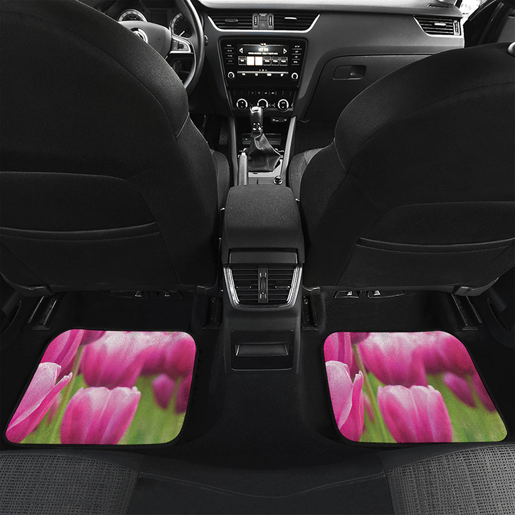 Pink Tulip Print Front and Back Car Floor Mats