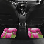 Pink Tulip Print Front and Back Car Floor Mats