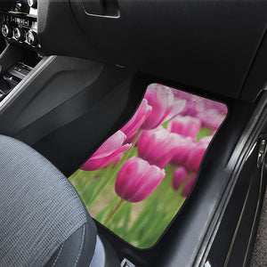 Pink Tulip Print Front Car Floor Mats