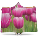 Pink Tulip Print Hooded Blanket