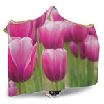 Pink Tulip Print Hooded Blanket