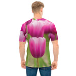 Pink Tulip Print Men's T-Shirt